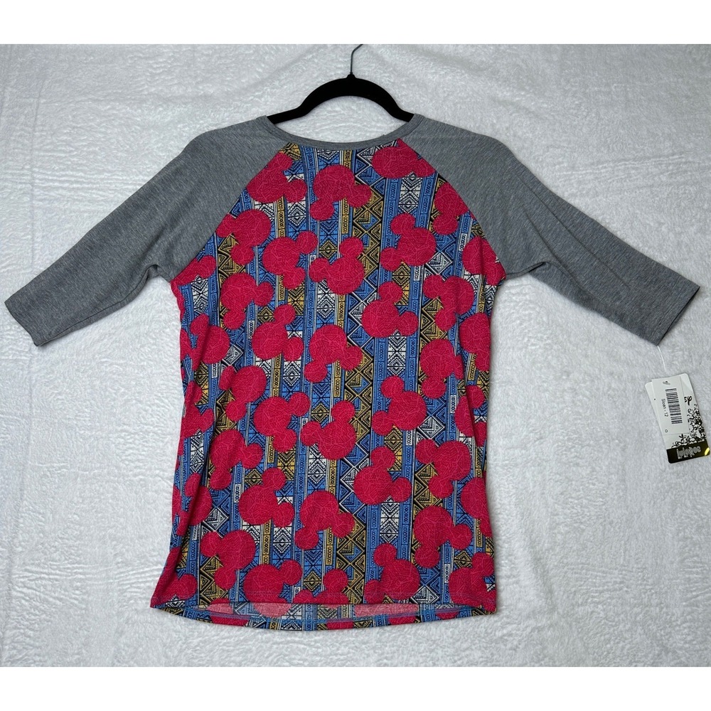 LuLaRoe Sloan Disney Mickey Mouse Youth 12 Pink Blue Raglan Tee NWT